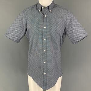 BOSS by HUGO BOSS Size M Navy White Stripe Cotton Short Sleeve Shirt